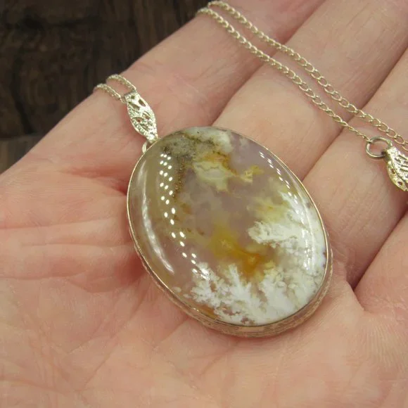 16" Sterling Silver Unique Stone Formation Pendant Necklace Vintage - Picture 3 of 7